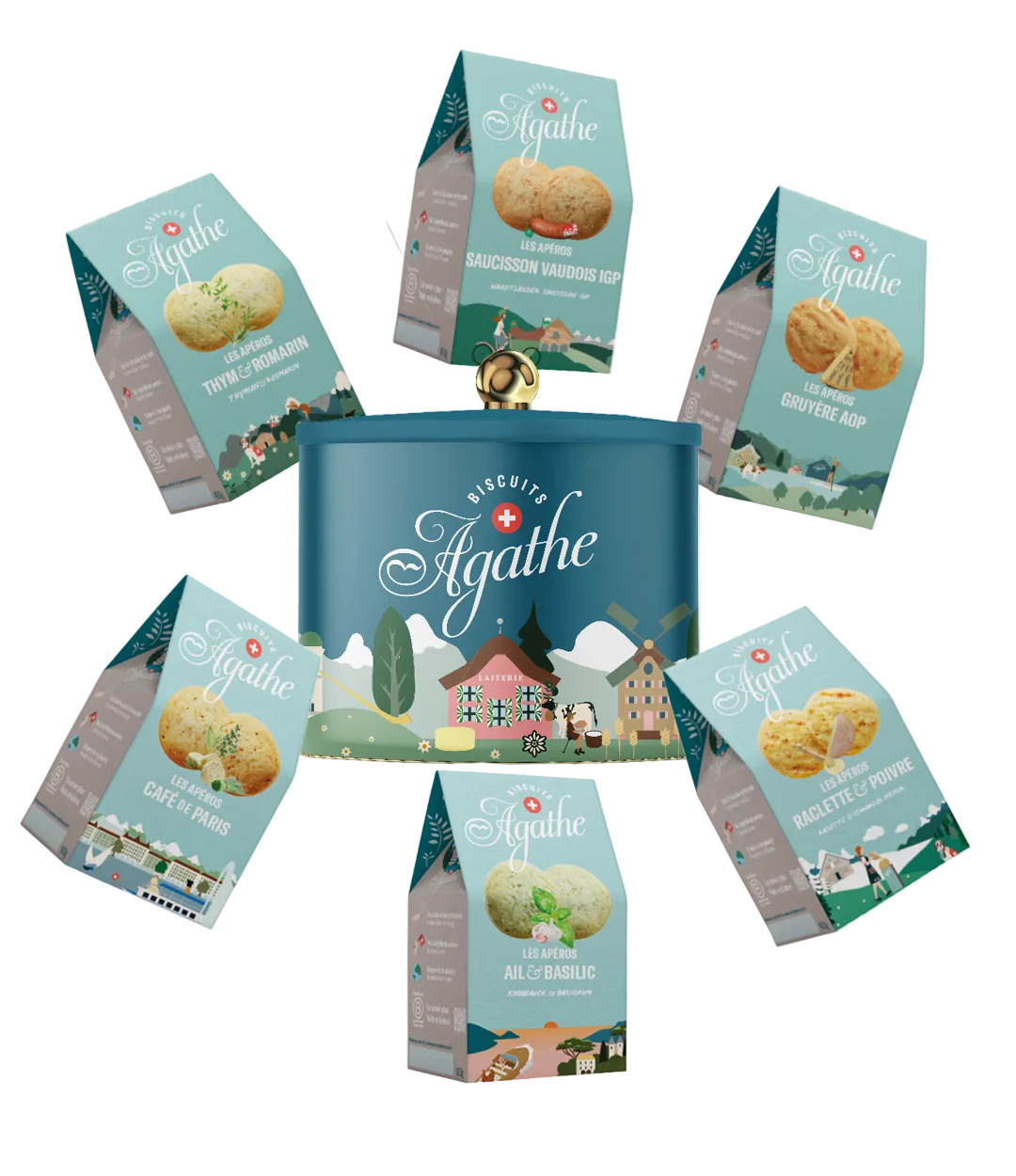 Boîte à biscuits + 6 Chalets Salés