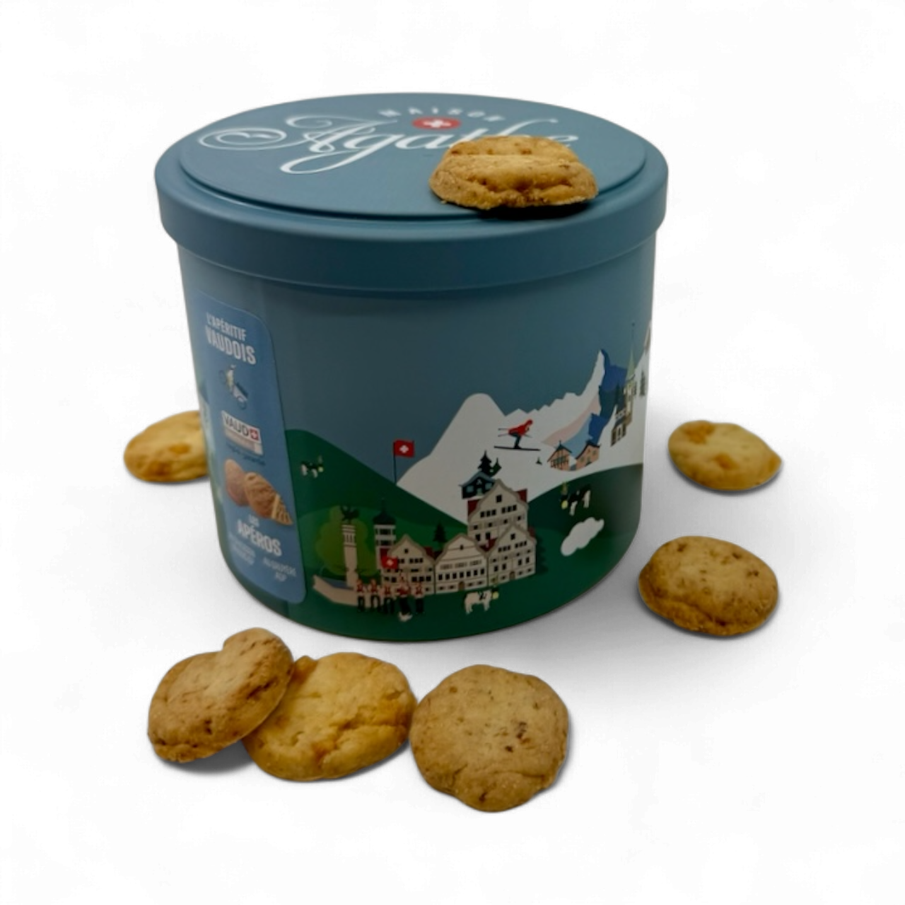 Boite apéro avec biscuits - sans fond boite biscuits apéro . biscuits artisanaux suisse. au gruyere et au saucisson vaudois