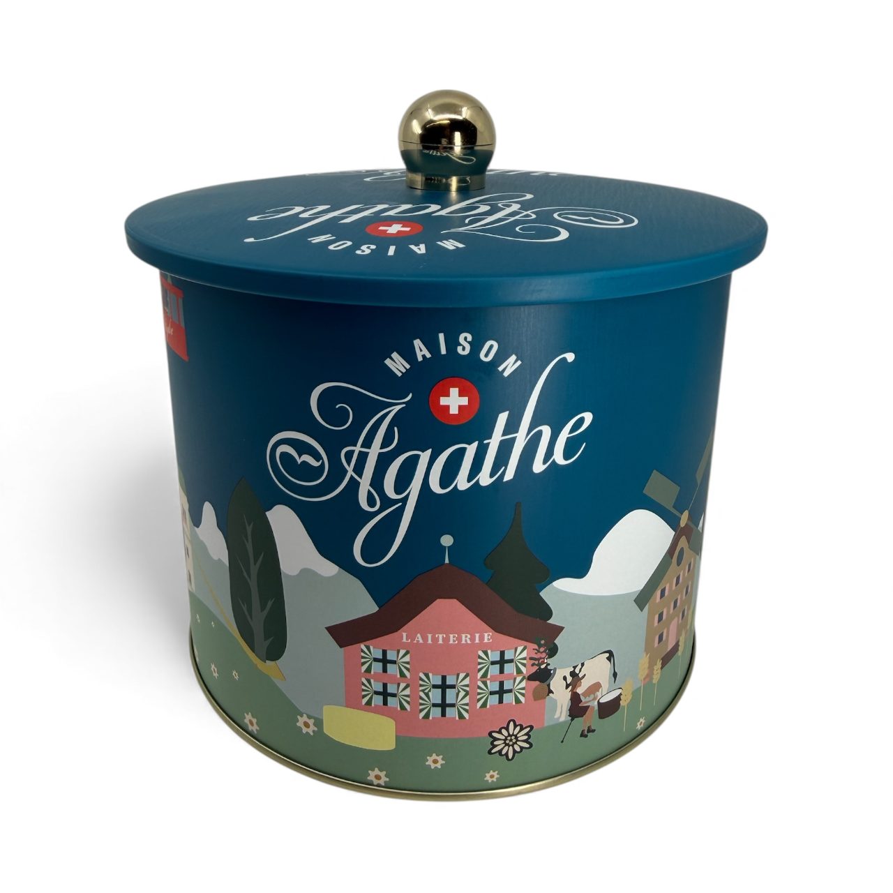 Seau - fond blanc le seau à biscuits. assortiment de biscuits suisse